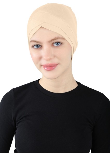 Çapraz Geçme Bone - St 060 Bej