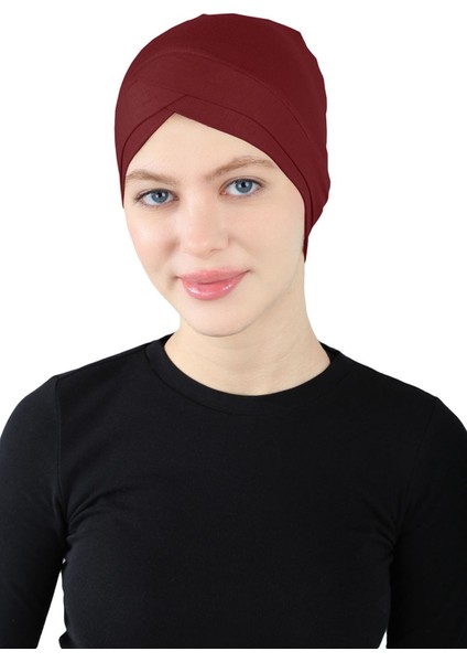 Çapraz Geçme Bone - St 060 Bordo