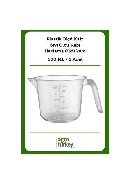| 2 Adet - 600 ml Plastik Ölçü Kabı - Sıvı Ölçü Kabı - İlaçlama Ölçü Kabı