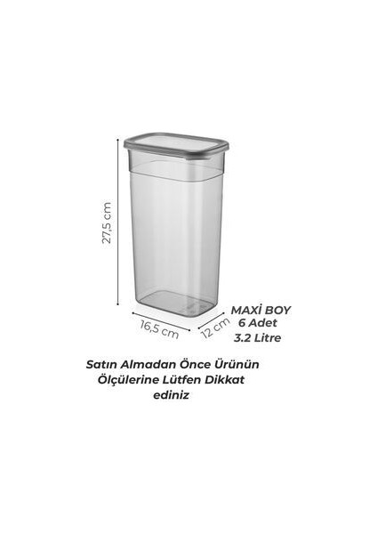6'lı Antrasit Moly Dikdörtgen Saklama Kabı Seti 3200ML - Çoklu Set Yapılabilen Set Erzak fiyatları