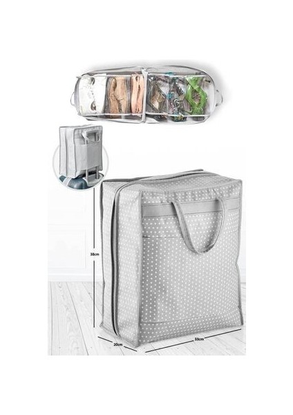 Katlanabilir Ayakkabı Saklama Hurcu 35x22x40 cm Lacivert Polyester Toz ve Kir Koruyucu