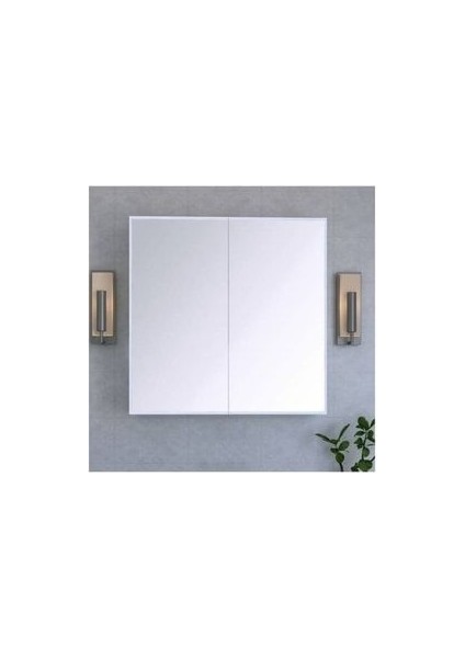 Lavabo Üstü 2 Kapaklı Aynalı Banyo Dolabı, 60 x 60 Aynalı Dolap, Çok Amaçlı Dolap