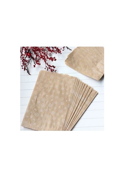 Kar Desenli Kraft Kese Kağıdı 18 x 30 cm 10 Adet Beyaz Renkli