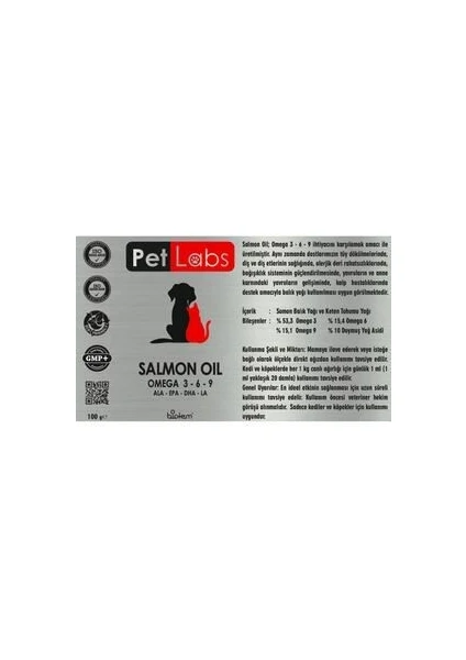 Pet Labs Kedi ve Köpekler Için Somon Yağı 100 Ml. (Kedi ve Köpekler Için Omega 3 ve 6 Içerikli Somon Yağı)