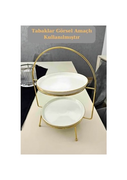2 Katlı Metal Lüks Rios Gold Etajer Sunum ve Ikramlık Kek Pasta Standı Çeyizlik Tabaklar Temsilidir. fiyatları