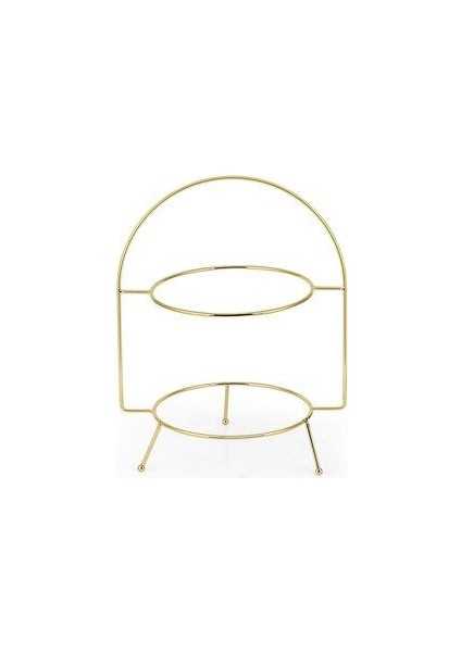 2 Katlı Metal Lüks Rios Gold Etajer Sunum ve Ikramlık Kek Pasta Standı Çeyizlik Tabaklar Temsilidir. fırsatları