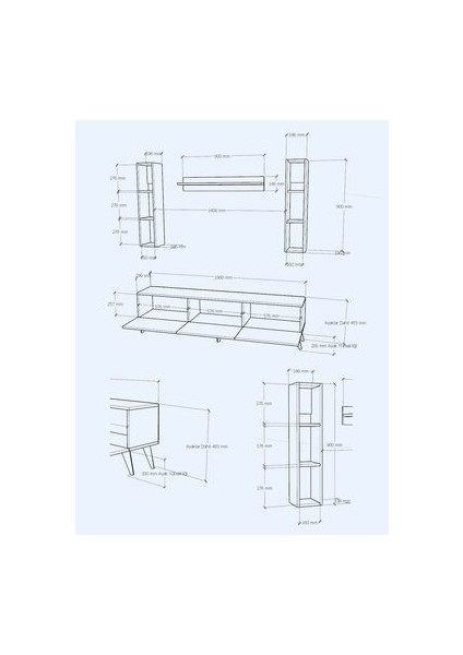 Festival TV Ünitesi Modern Tasarım Yonga Levha 180 cm Genişlik 45 cm Yükseklik fırsatları