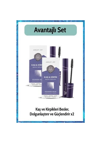 Besleyici,Güçlendirici Dolgunlaştırıcı Keratin İçeren Kaş Kirpik Serumu 6 ML x2 Avantajlı Set