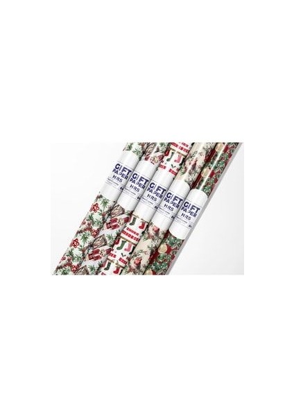 Karışık Yeni Yıl Yılbaşı Noel Temalı Hediye Paketleme Ambalaj Kağıdı 50 x 70 cm 6’lı Paket