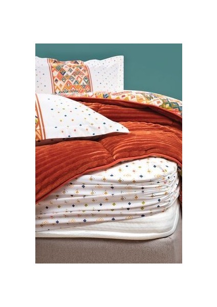 Bedding Diamond Çift Kişilik Triola Set - Turuncu