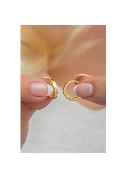 925 Ayar Gümüş Gold Taşsız 10 mm Halka Küpe