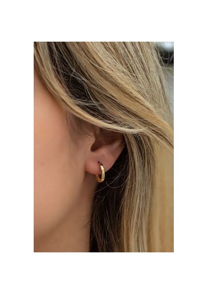 925 Ayar Gümüş Gold Taşsız 10 mm Halka Küpe fiyatları