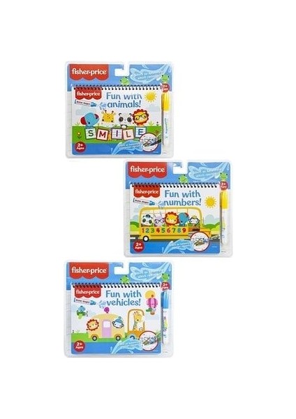 Fisher Price 3' Lü Set Araçlar Hayvanlar Sayılar Sihirli Boyama Kitabı