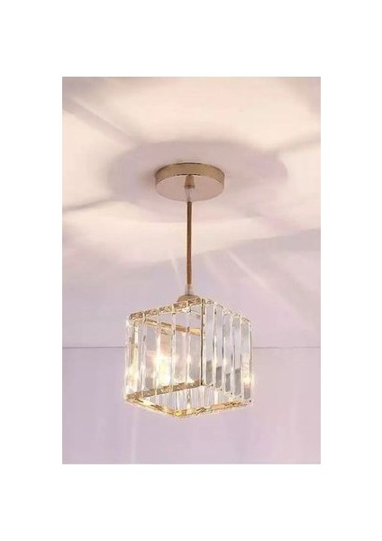 Modern Luxury Sarkıt Avize Hol Antre Sarı Kare Kristal Taşlı Avize fiyatları