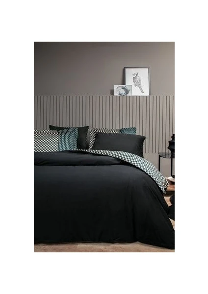 Bedding CharMe Bronte Çift Kişilik Xl Kadife Saten Nevresim Takımı - Siyah