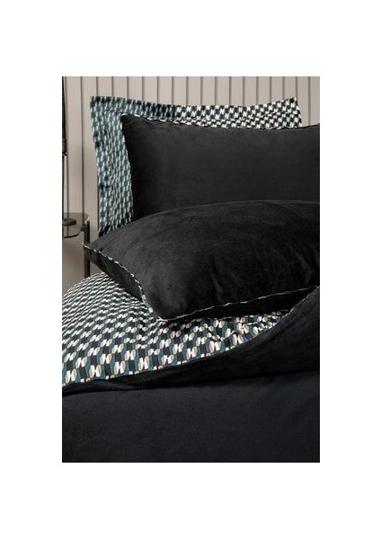 Bedding CharMe Bronte Çift Kişilik Xl Kadife Saten Nevresim Takımı - Siyah