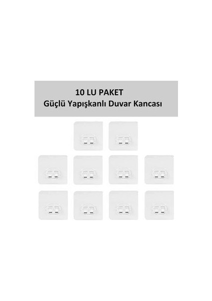 10'lu Güçlü Kendinden Yapışkanlı Kancalar Köşe Rafı Banyo Rafı Duş Rafı Kancası, Su Geçirmez Askı