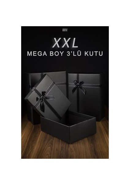 Siyah XXL 3'lü Hediye Kutusu Seti 44x34x15 41x31x13 35x27x12 Gümüş Simli Kurdele fiyatları