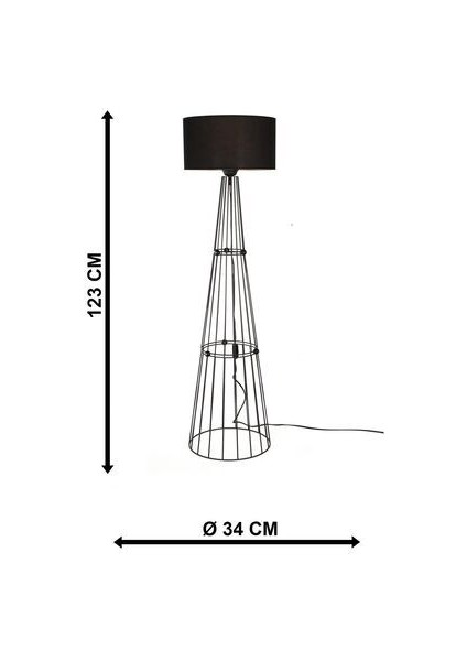 Metal Ayaklı Siyah Kumaş Başlıklı Yukarı Işık Yönlü Modern Tasarım Dekoratif Salon Lambader fırsatları
