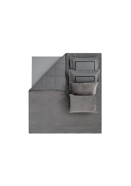 CharMe Pietro Çift Kişilik Kadife Saten Nevresim Takımı - Antrasit fırsatları