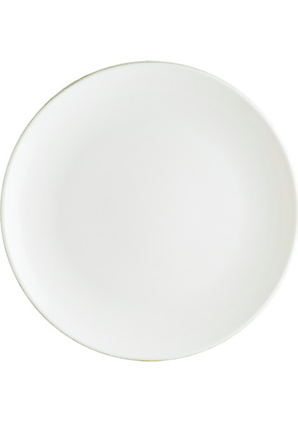Retro Gourmet 12 Adet 17 cm Yeşil Kenar Çizgili Porselen Düz Tabak