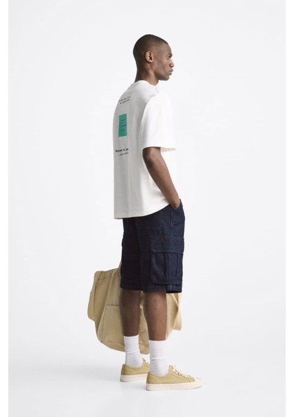 Bisiklet Yaka Unknown Desire Baskılı Oversize Beyaz Erkek T-Shirt indirimleri