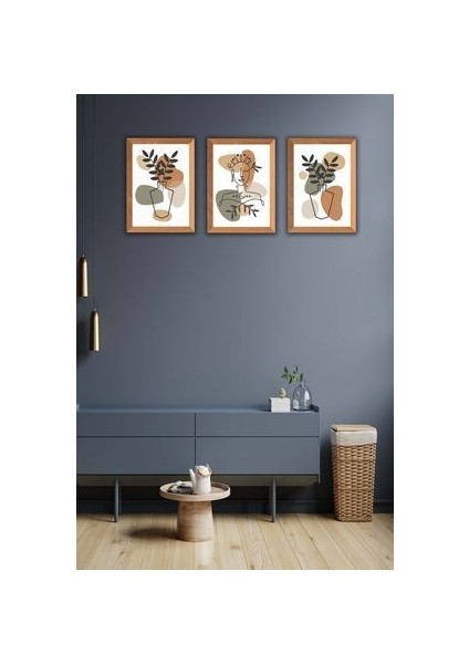 No 77 Decor 3 Parça Bohem Tarzı Sanatsal Ahşap Çerçeve Görünümlü Tablo Seti indirimleri