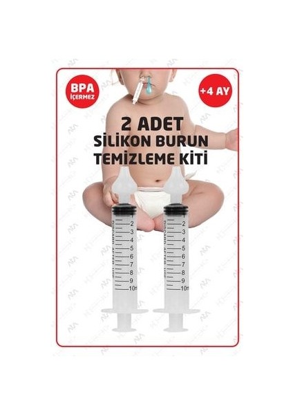 Şırıngalı Burun Aspiratörü Bebek Burun Temizleme Aparatı Şiringa 10 ml (2 Adet)