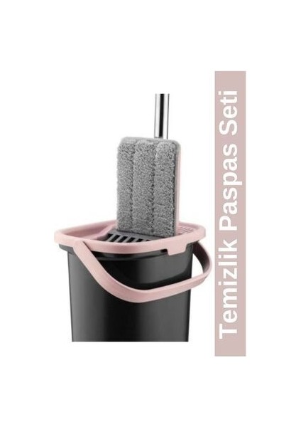 Sillgech Compact Mop Seti Siyah-Pembe 4 Parça Mikrofiber Başlık ile Kolay Temizlik