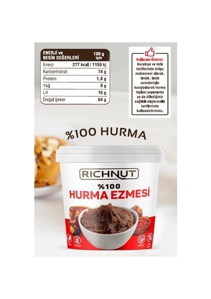 Katkısız Doğal Hurma Ezmesi - %100 Hurma Püresi 1 kg