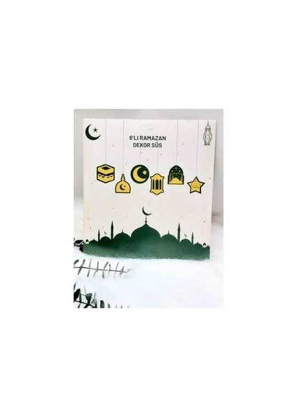 Ramazan Süsleri 6'lı Tavan Sarkıt Süs, Hoşgeldin Ramazan Altın Yazı ve LED ve 5 Adet Şeffa Balon modelleri