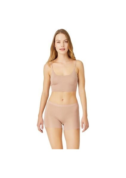 Kahverengi Basic Lazer Kesim Dikişsiz Kadın Boxer