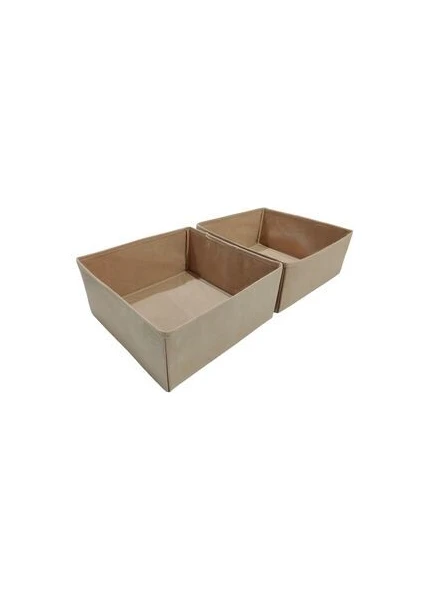 Balkan Room 2'li Bej Çekmece Içi Düzenleyici Organizer Set - Çok Amaçlı Dolap Içi Kutu Seti ( 28*28*13CM )