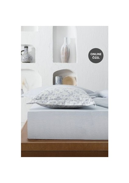Mix&Match Drina Çift Kişilik Ranforce Yıkamalı Lastikli Çarşaf - Mavi
