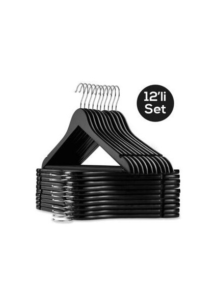 Ahşap Görünümlü Plastik 12 Adet Siyah Askı fiyatları