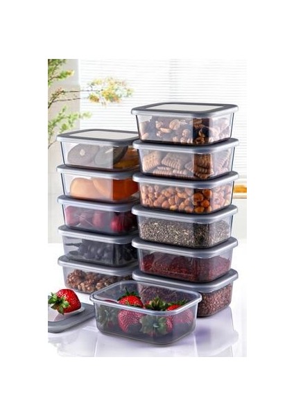 12'li 250 ml Saklama Kabı Seti – Kahvaltılık, Bakliyat, Çerez, Meyve ve Baharatlar için Düzenleyici Kutular