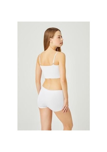 Beyaz Basic Lazer Kesim Dikişsiz Kadın Boxer Külot fiyatları