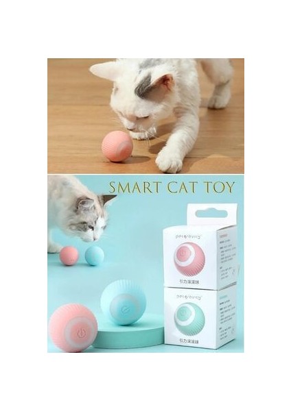 Şarjlı Otomatik Hareketlenen Kedi Oyun Topu Interaktif 360 Derece Dönen Kedi Oyuncağı Eğitim Topu