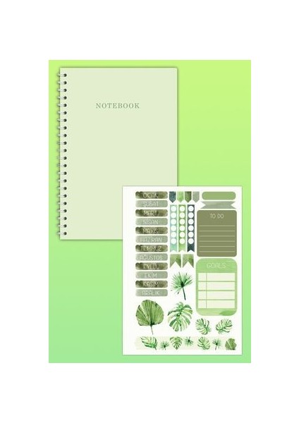 Notebook Sticker'lı 4'lü Çizgisiz Defter Seti (21 x 14,8 Cm) 120 Sayfa Spiralli Defter Seti