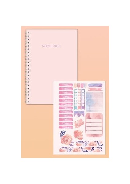 Notebook Sticker'lı 4'lü Çizgisiz Defter Seti (21 x 14,8 Cm) 120 Sayfa Spiralli Defter Seti