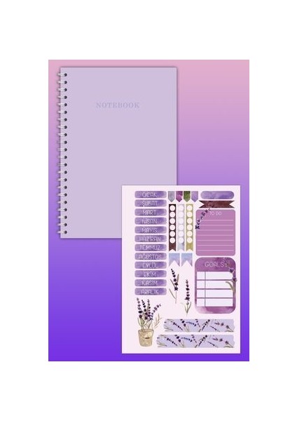 Notebook Sticker'lı 4'lü Çizgisiz Defter Seti (21 x 14,8 Cm) 120 Sayfa Spiralli Defter Seti