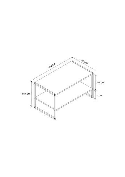 50X90 Metal Orta Sehpa Dikdörtgen Orta Sehpa Raflı Kahve Sehpası Çam