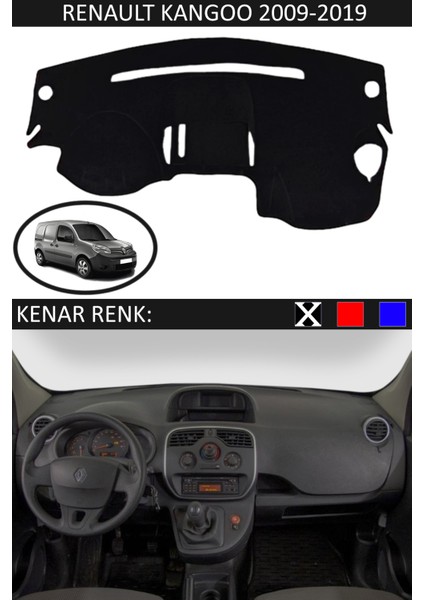 Renault Kangoo 2009-2019 Model Için Torpido Koruma Halısı Siyah Renk Siyah Kenar