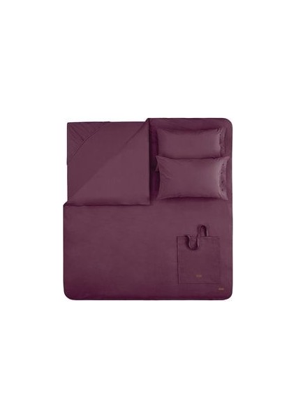 Plain Çift Kişilik Ranforce Yıkamalı Nevresim Takımı - Mürdüm