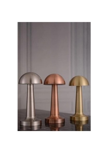 Mantar Model Dimmerli Şarjlı Retro Masa Lambası Rose Gold
