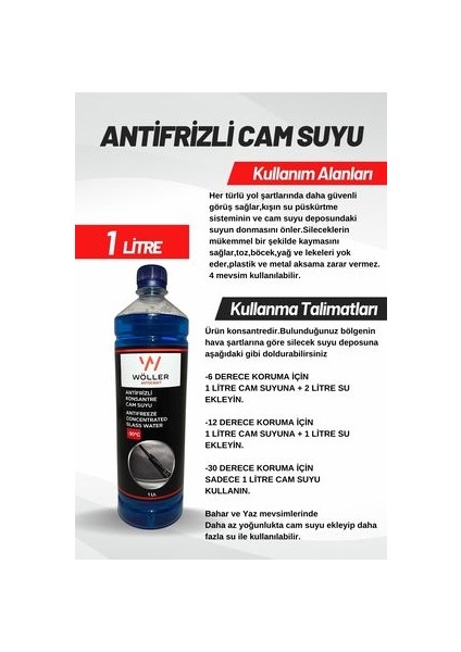 Antifrizli Cam Suyu Konsantre -30 Derece 1 Lt.