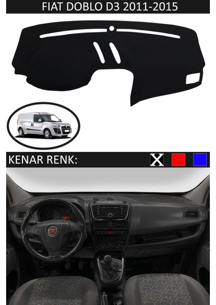 Fiat Doblo D3 2011-2015 Model Için Torpido Koruma Halısı Siyah Renk Siyah Kenar