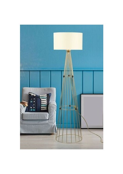 Metal Gövdeli Eskitme Ayaklı Beyaz Başlıklı Yukarı Işık Yönlü Ayarlanabilir Yükseklikte Lambader fiyatları