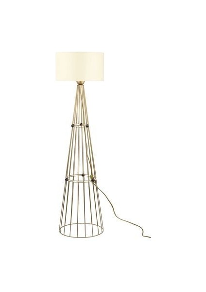 Metal Gövdeli Eskitme Ayaklı Beyaz Başlıklı Yukarı Işık Yönlü Ayarlanabilir Yükseklikte Lambader