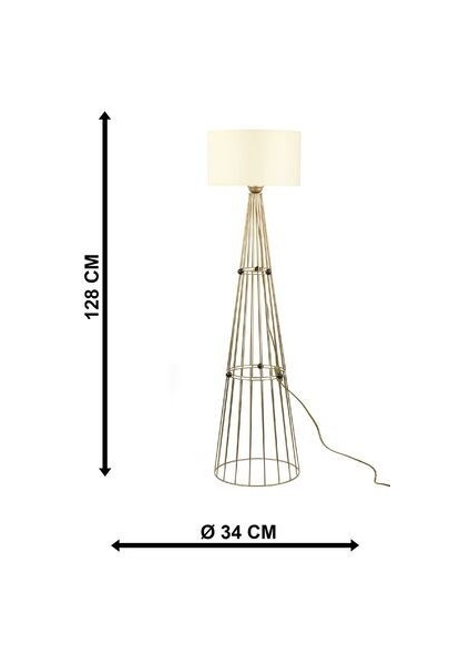 Metal Gövdeli Eskitme Ayaklı Beyaz Başlıklı Yukarı Işık Yönlü Ayarlanabilir Yükseklikte Lambader fırsatları